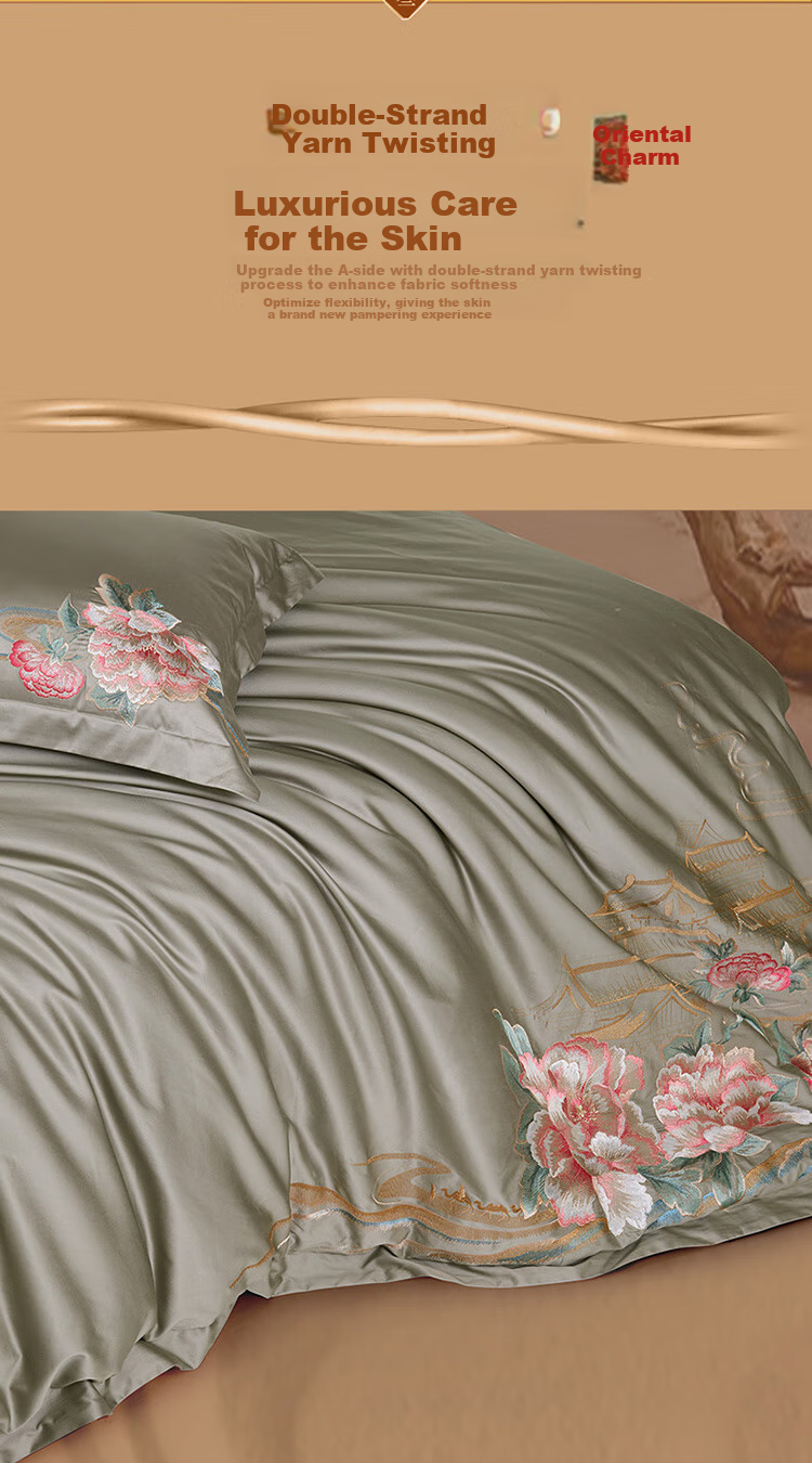 FUANNA Bedding Set, Class A Pure Cotton, 100 Count Long-Staple Cotton, Bedsheet And Duvet Cover, Chinese Style, Single Or Double Size Set, 203*229cm 4