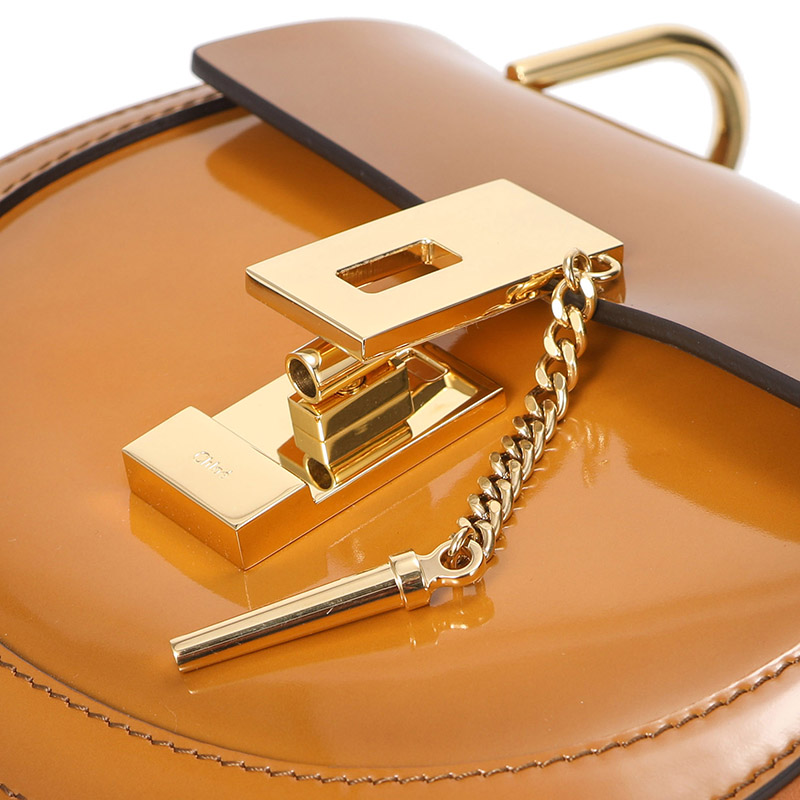 chloe 克洛伊 女士棕色牛皮漆牛皮拼接手提单肩斜挎包 chc18us107a09