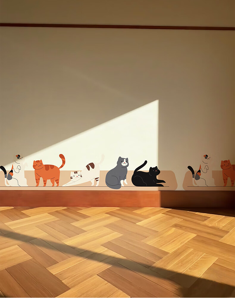 JIFFDIFF Wall Decoration Stickers, Cartoon Decals for Baby Room, Cute Animal Wallpaper, Army of Cats 5