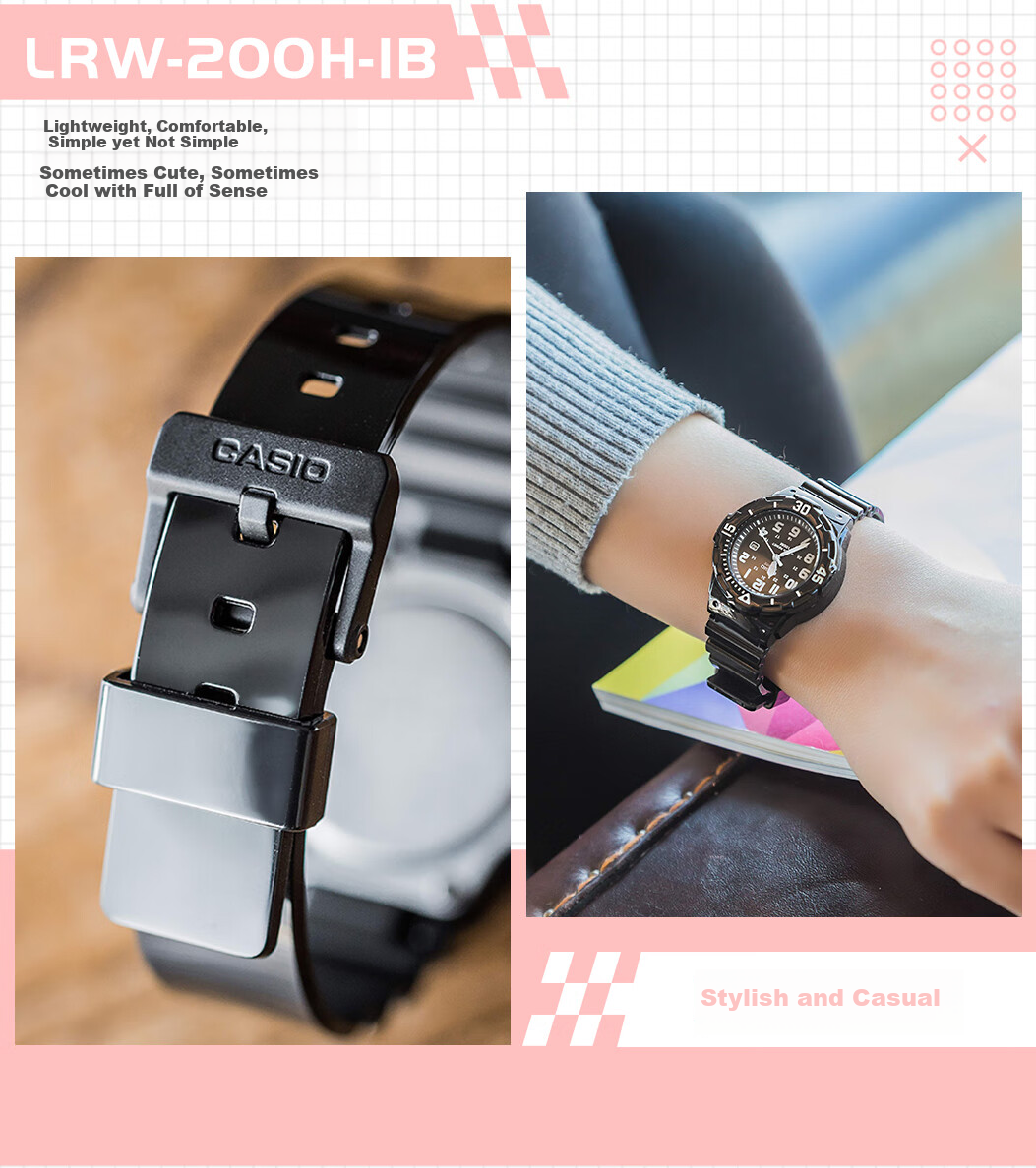 Casio Watch for Female Students, Exams, Children, Analog Night Light, Sports Waterproof Quartz Watch for Men And Women LRW-200H 18