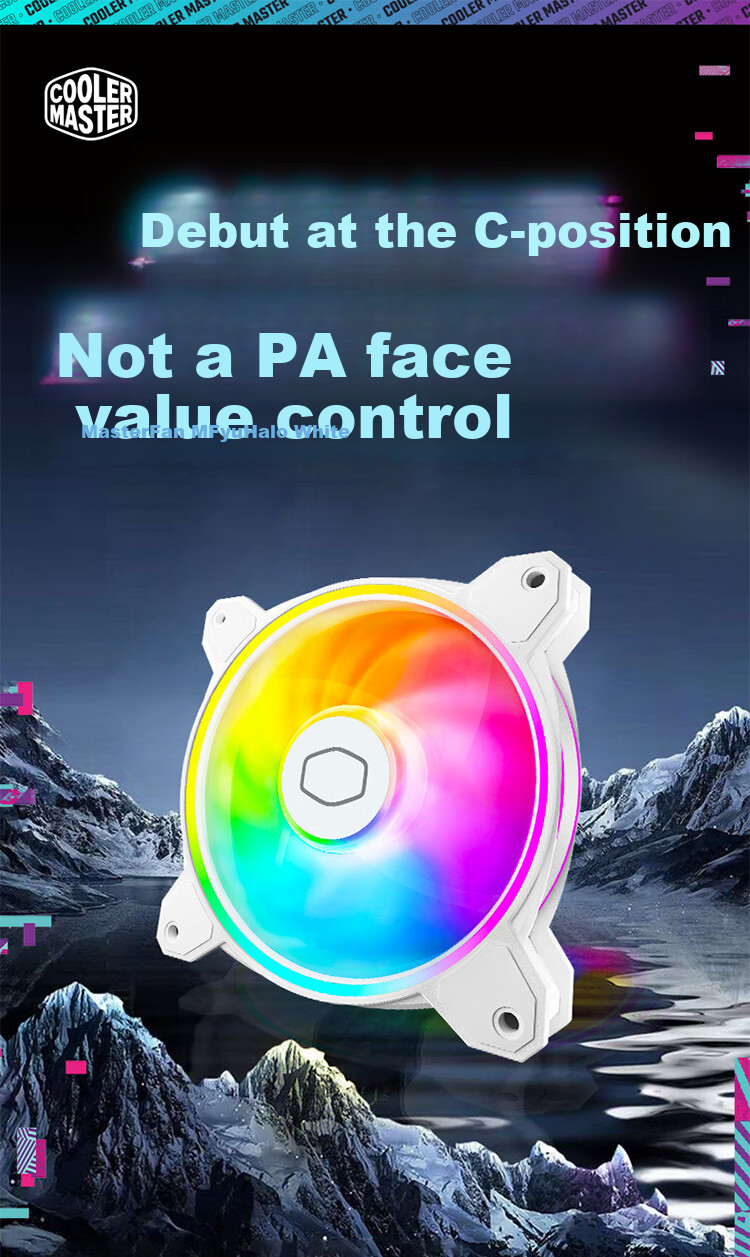 CoolerMaster MasterFan MF140 HALO 2nd Generation White ARGB Case Fan, Balanced Fan Design, Dual ARGB Lighting Effects, Sound-Absorbing And Noise-Reducing 1