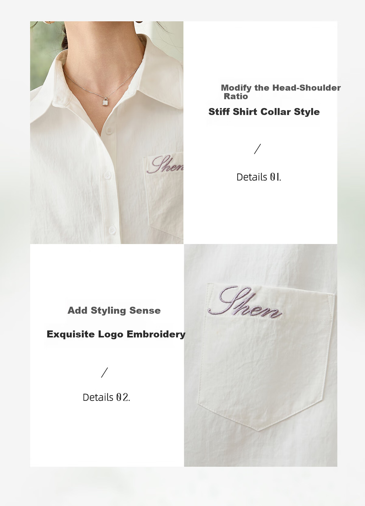Chushen Spring And Autumn Long-Sleeve Shirt for Women, Turn-Down Collar, Embroidered Pockets, Versatile Commuter Blouse Top S143C2027 6