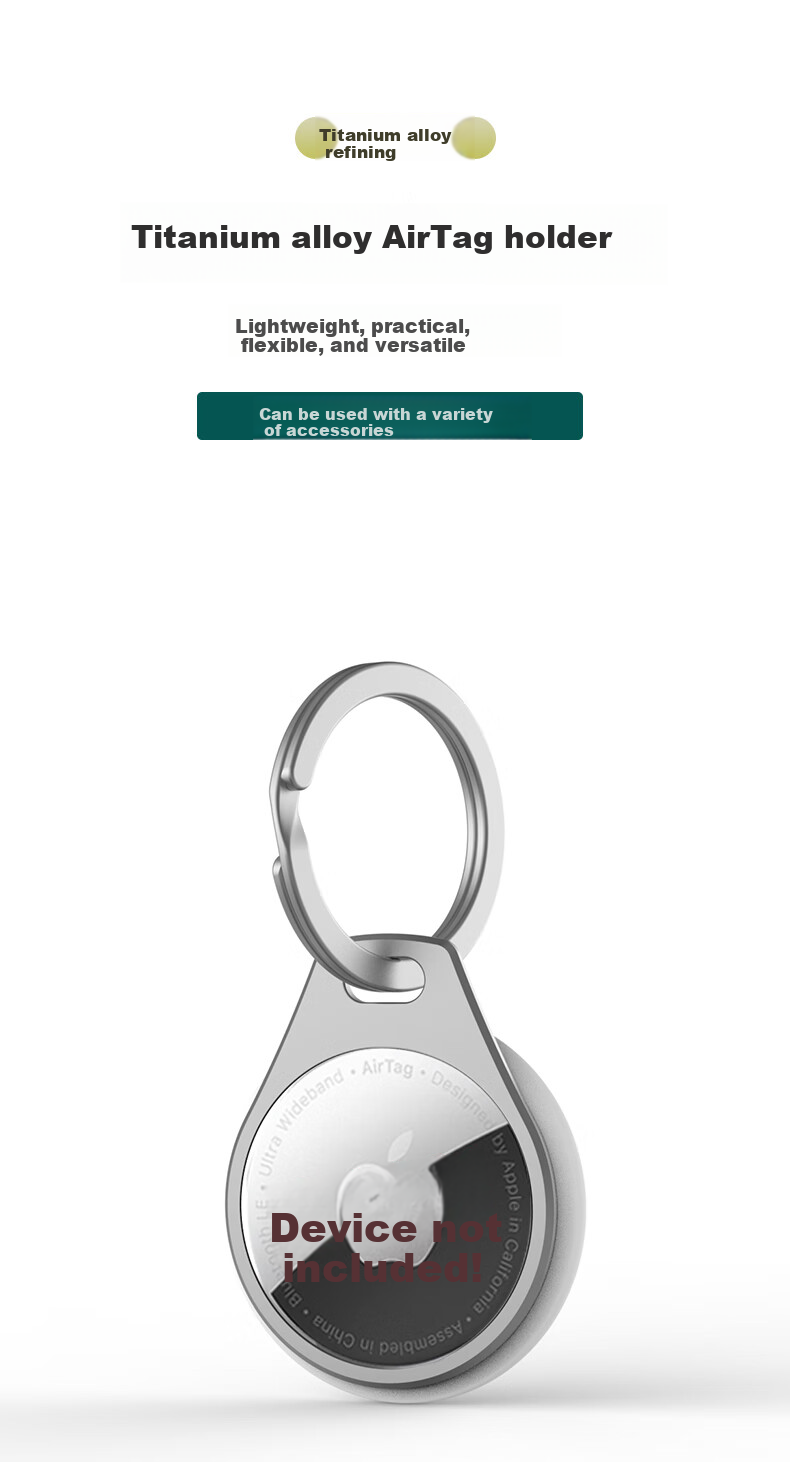 YORA Titanium Alloy Case Compatible with Apple AirTag, Keychain Ring Locator Case, Necklace Strap Car Key 1