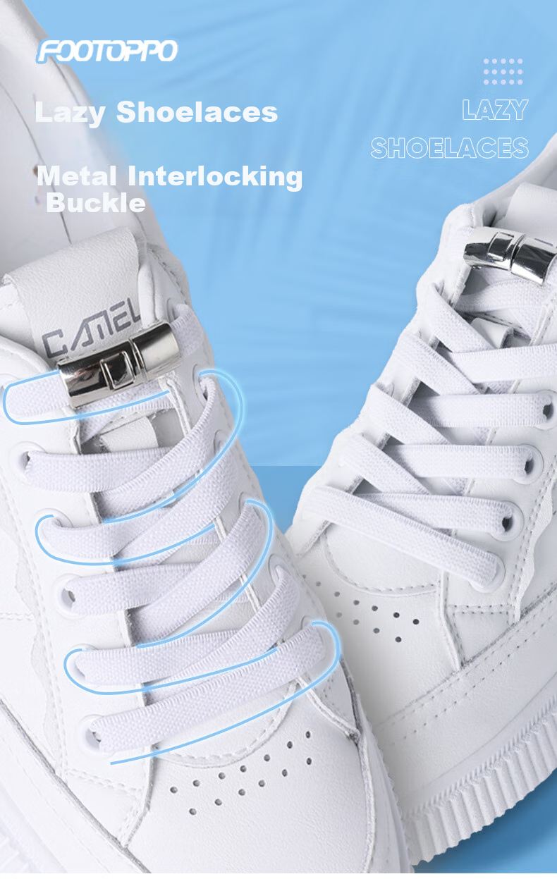 FOOTOPPO Lazy Slip-On Shoes, No-Tie Buckle Shoes, Women's White Sneakers, Skateboard Shoes, Adult No-Binding Shoe Laces for Me 1