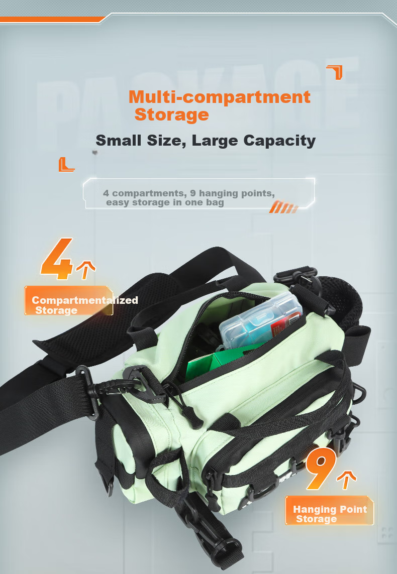 JIADIAONI Lure Fishing Bag, Multifunctional Waist Pack, Fishing Tackle Bag, Single Shoulder Crossbody, Specialized Lure Fishing Tackle Storage Bag 4