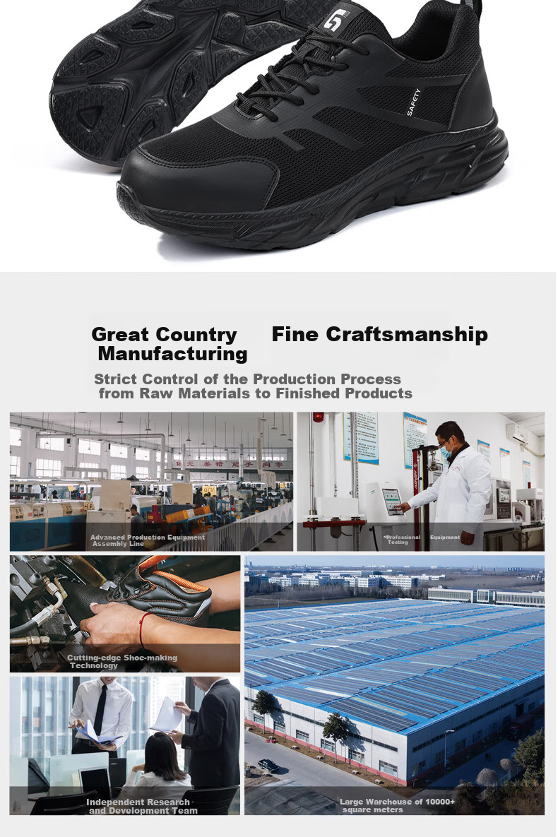 JUNBU Safety Shoes for Men, Steel Toe Cap, Puncture-Resistant, Breathable, Ultra-Light Soft Sole Work Safety Shoes 0217T Size 44 17