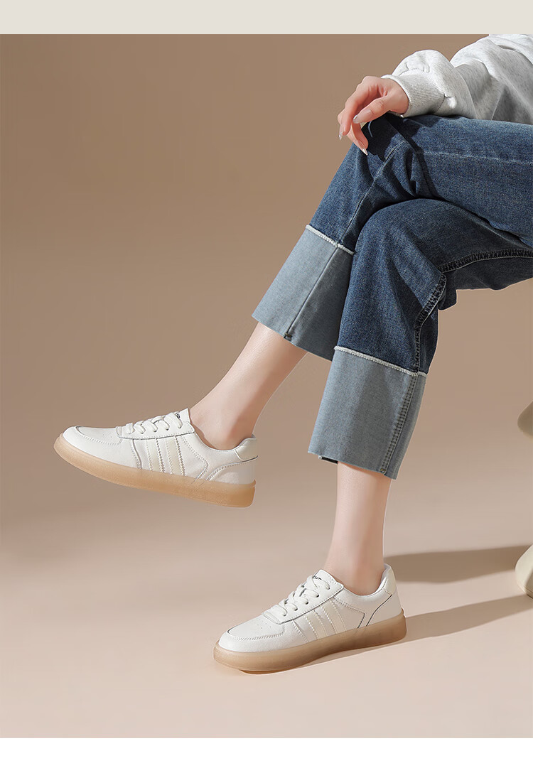 ZHR Women's White Sneakers, New Lightweight Soft-Soled Shoes, Fashionable Versatile Genuine Leather Casual Shoes for Women, ES56, White Silver, Size 38 14