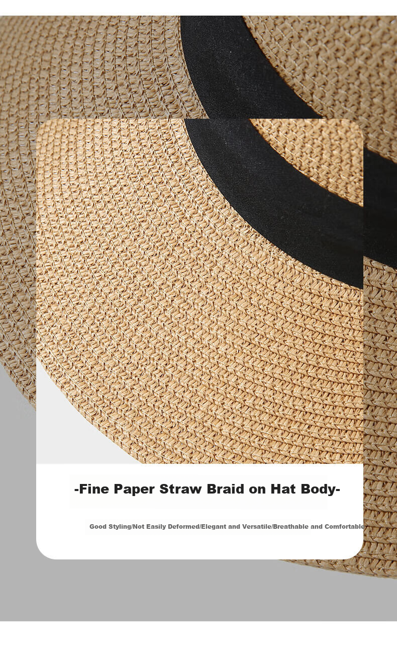 CACUSS Sun Hat for Women, Summer UV Protection Hat with Wide Brim, Open Top Straw Hat, Sun Visor, Rollable Hat for Women, Gelin Brow 4