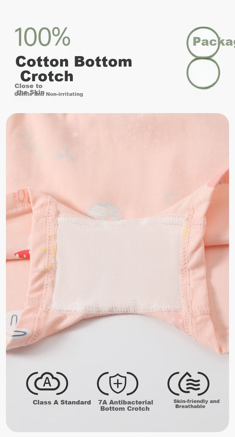 FENTENGCARE Children's Underwear, Class A Baby Cotton, 10A Antibacterial, 4 Pairs of Pure Cotton Crotch Cartoon Underwear, Girls' Underwear 5