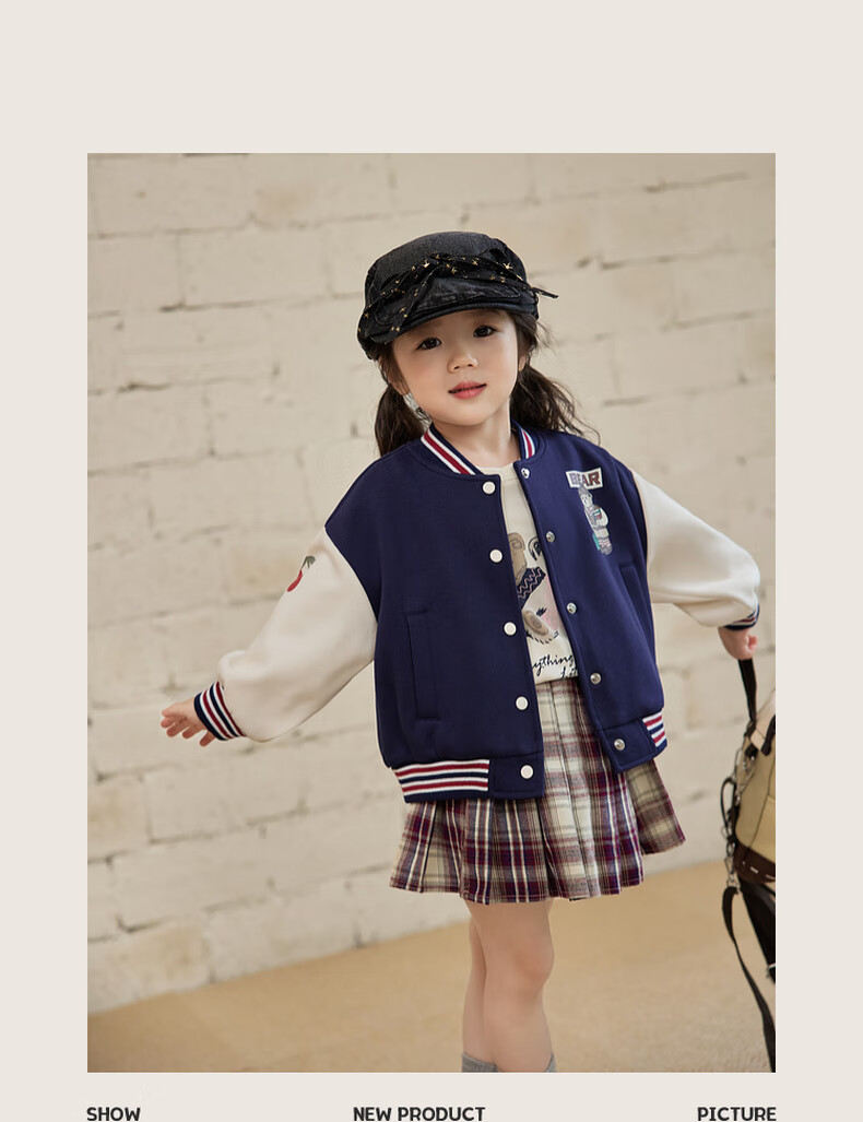 LUSON Chen Da Zhu Little O Baby Girl Early Autumn Baseball Jacket, 2025 New Style Infant Trendy Outerwear for Going Out 8