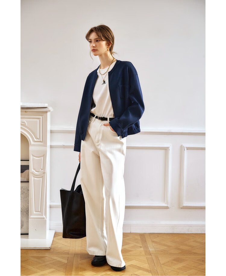 Olrain American-Style Short Jacket for Women, Spring And Autumn Casual Cardigan Top, Navy Blue (Second Batch), Size S 7