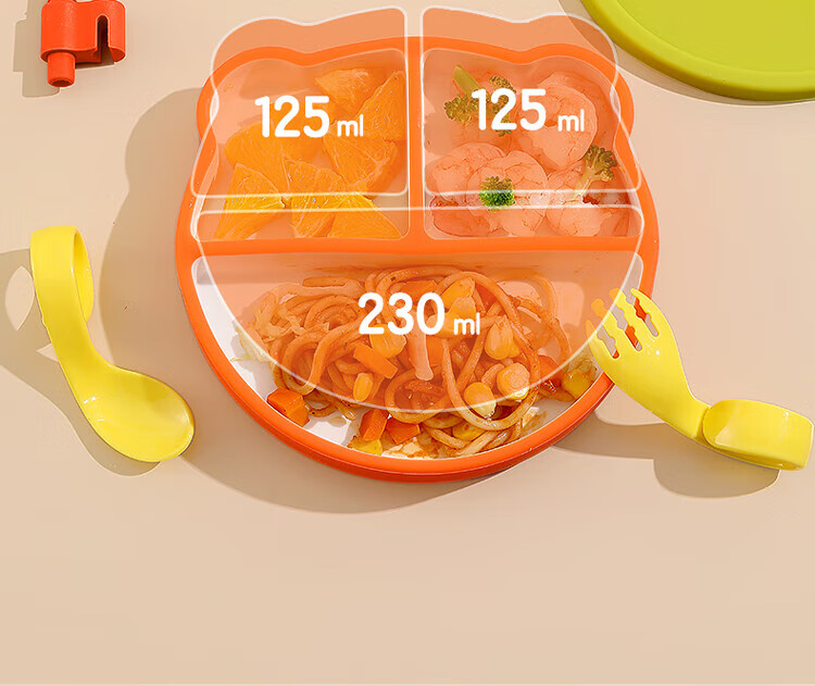 DOCTOR MA Baby Plate, Silicone Feeding Tray with Detachable Sections, Children's Tableware, Complementary Food Bowl And Plate, Green Lunch Box 16
