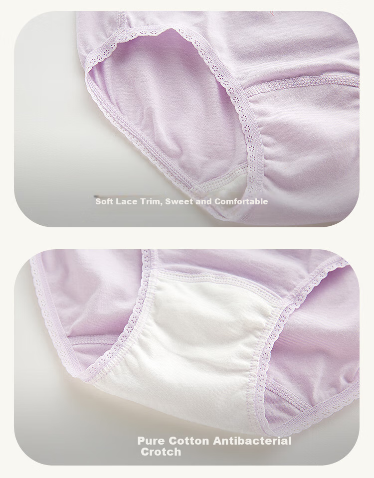 Labi Baby Children's Underwear, Triangle Panties That Don't Pinch, Four Seasons, for Older Kids, Pure Cotton Girls' Underwear, 3-Pack, Special Color 100 8