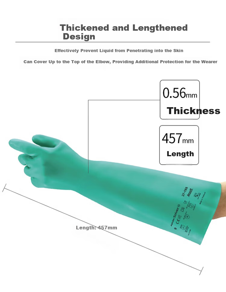 Ansell Acid And Alkali Resistant Solvent-Resistant Oil-Resistant Industrial Protective Gloves, Nitrile Rubber Gloves, 37-873, Size 8, 2 Pairs, Individually Packaged 15