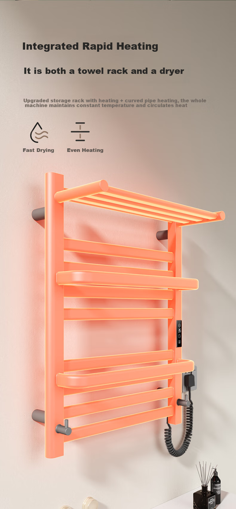 AVONFLOW Xiaoi Pro Electric Towel Rack, Whole Machine Heating And Drying, Carbon Fiber, Timed Intelligent, Moisture-Proof, Dehumidifying Storage, GD30 3