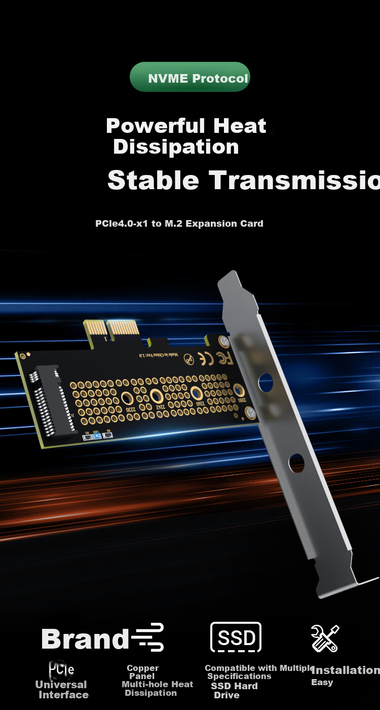 KELEPU NVMe Adapter Card, PCIe X1 to M.2 Expansion Card, SSD Enclosure Expansion Card Compatible with Desktop Computers 1