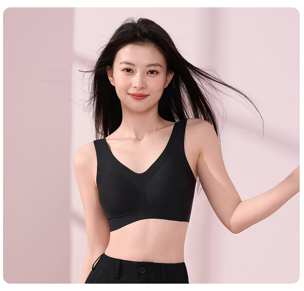 361° Seamless Bra for Women, 2025 New Style, Push-Up for Small Breasts, Side Support, Invisible, Anti-Sagging Brassiere, Ink Black 33