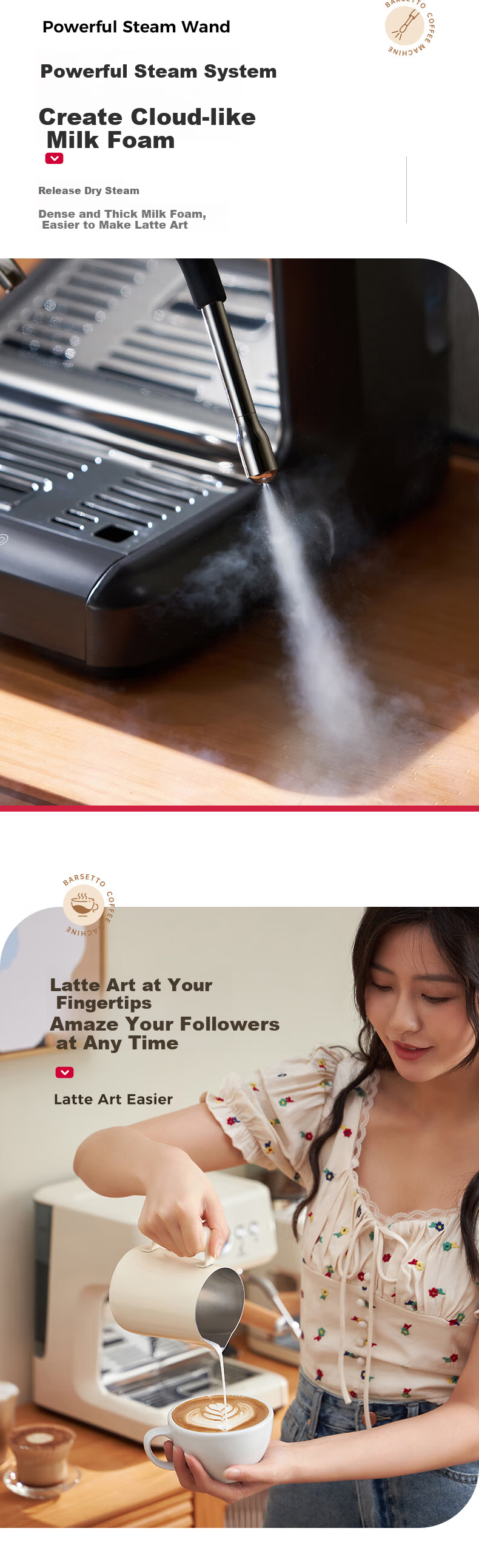 Barsetto [Mid-Autumn Festival Gift] Baishengtu Coffee Machine, Small Italian Semi-Automatic Home Use, Dual Heating Dual Pump, Bean Grinding All-In Espresso Extraction, Detachable Machine, BAE-M3 Black Set 6