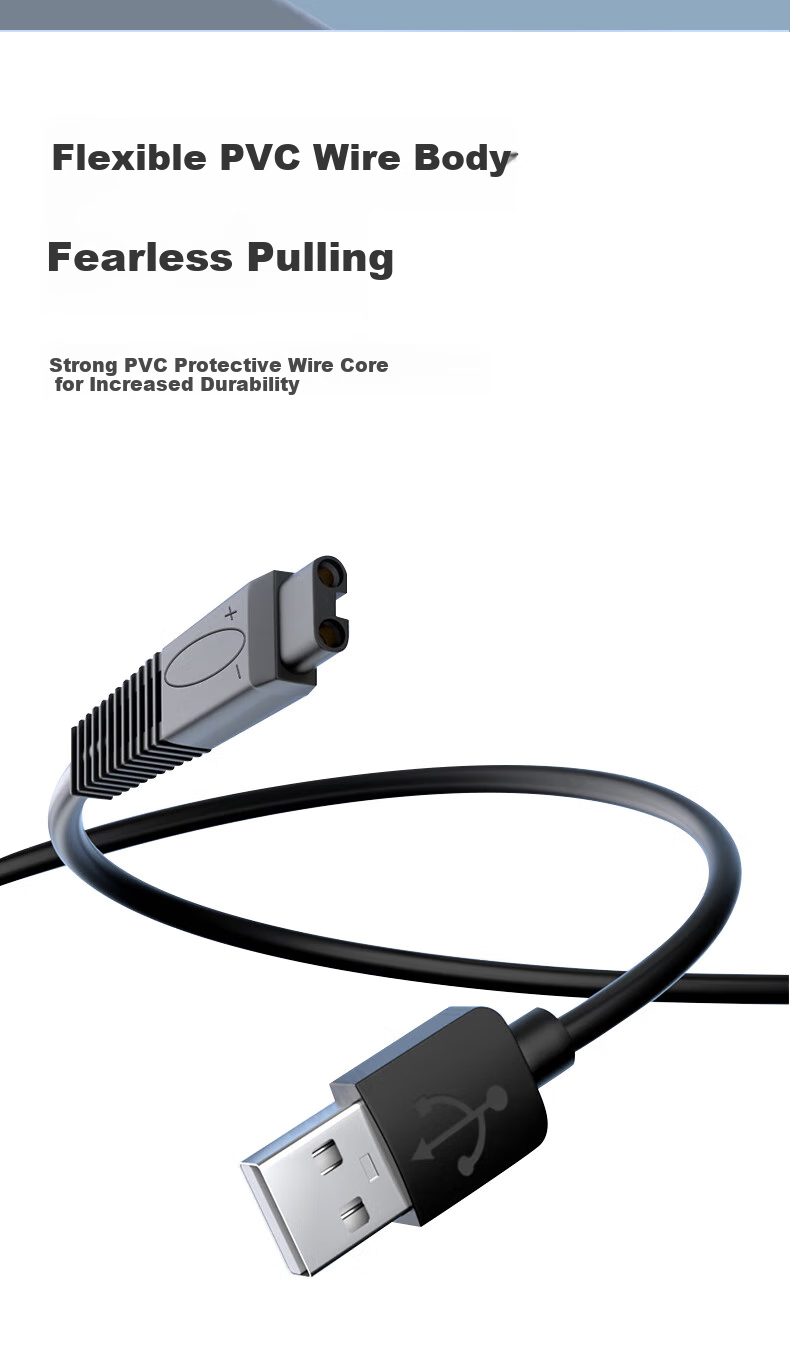 Masentek Compatible Charging Cable for SID Super Shaver, Suitable for RS7350/335/337/338/339/385/SA647/972 Razor Models, Two-Prong USB Universal Power Cord 6