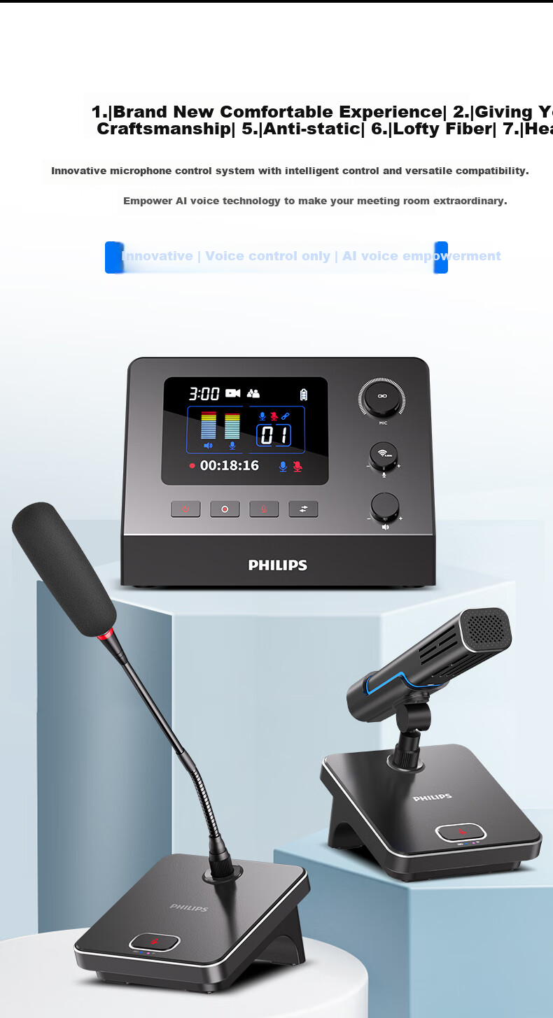 PHILIPS PSE0450 U-Segment Wireless Gooseneck Microphone, AI Noise Reduction, Full-Duplex Communication, Video Conferencing, Speech, Condenser, 16-Bit 48kHz USB 2