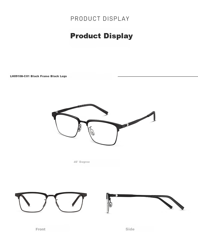 LOHO Thin Steel Series | Ultra-Light Browline Glasses for Men, Business Semi-Rimless Frames with Blue Light Protection, Prescription Available, Anti-Radiatio 20