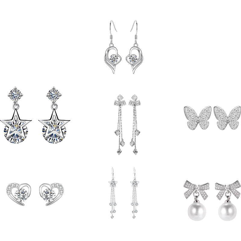 Chow Tai Fook Premium Silver Ear Studs for Women Earrings Ear Accessories Birthday 520 Valentine's Day Gift for Girlfriend