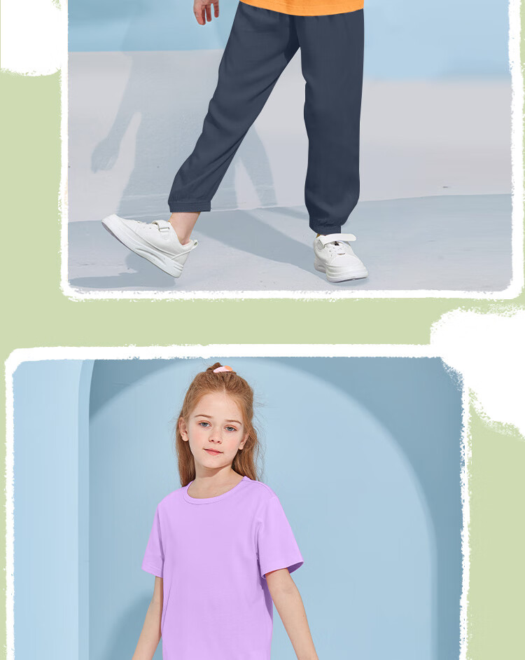 PEPCO Girls' Summer Set 2026 Cotton Stylish Round Neck Short Sleeve Top and Anti-Mosquito Pants Two-Piece Children's Summer Outfit 12