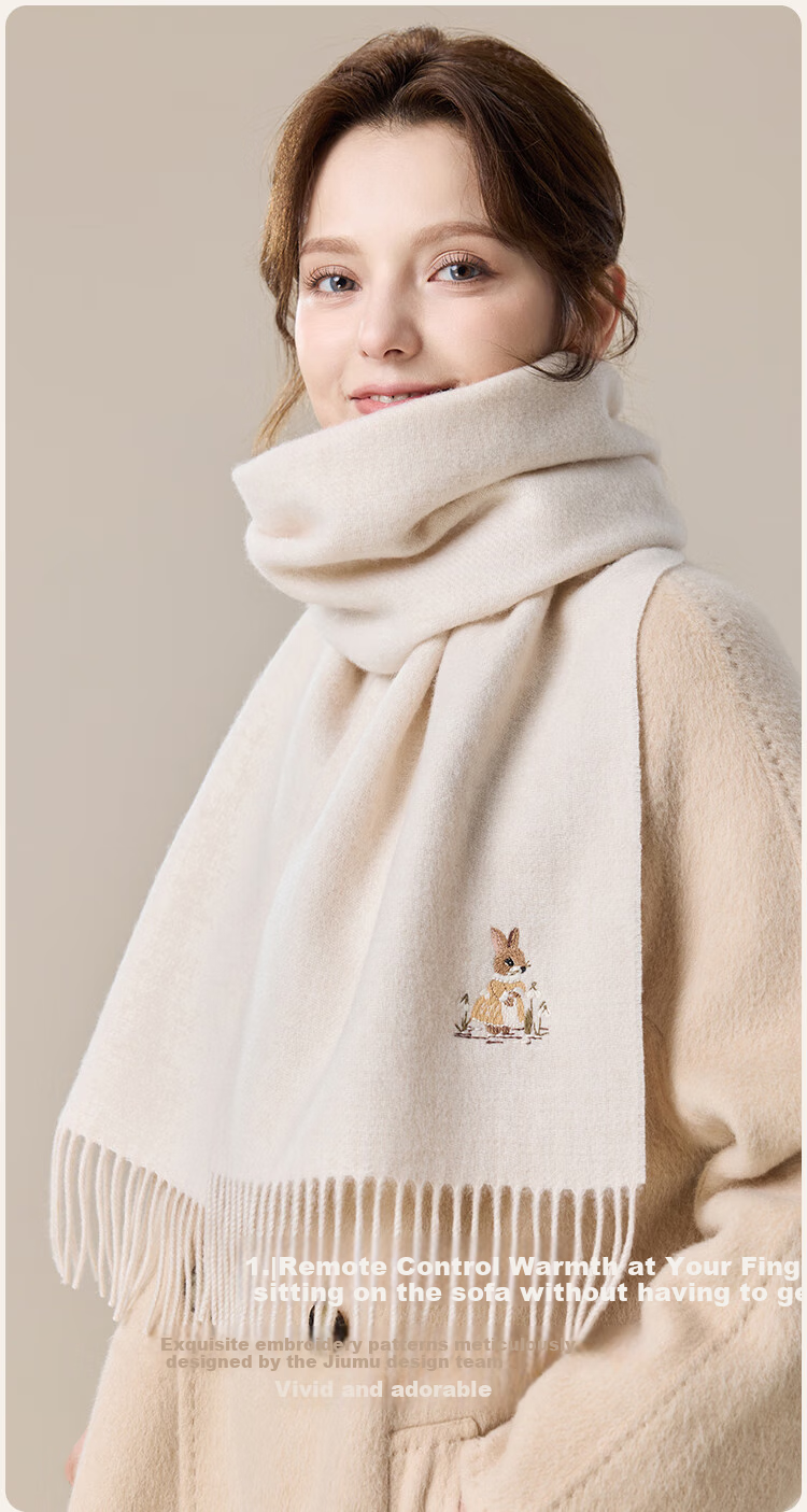 JIUMU Pure Wool Scarf for Women, Autumn And Winter Neck Warmer, Ladies' Warm Shawl, Gift for Women on National Day Or Birthday, Gift Box Packaging 3