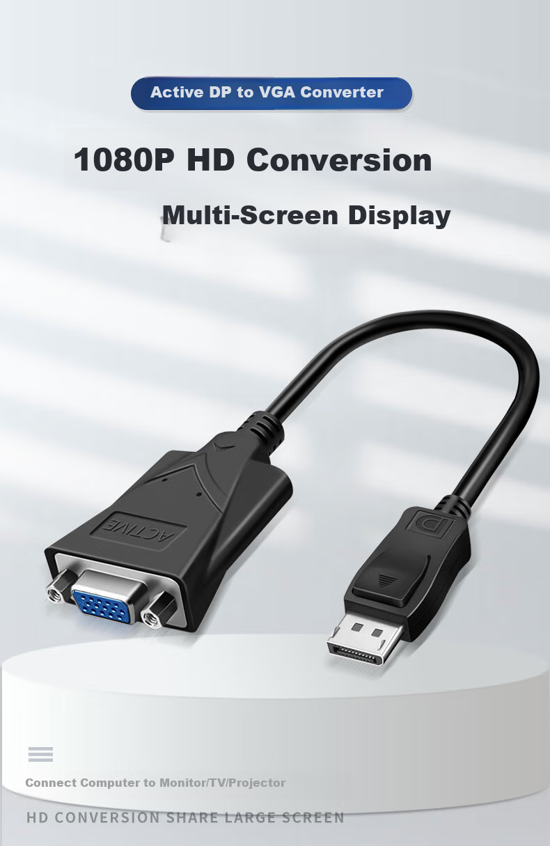 Beishanque Active DP to VGA Female, High-Definition Adapter Cable for Computer Graphics Card TV Monitor Converter, Active DP to VGA Converter, 0.23 Meter, BSQ-ZD064 1