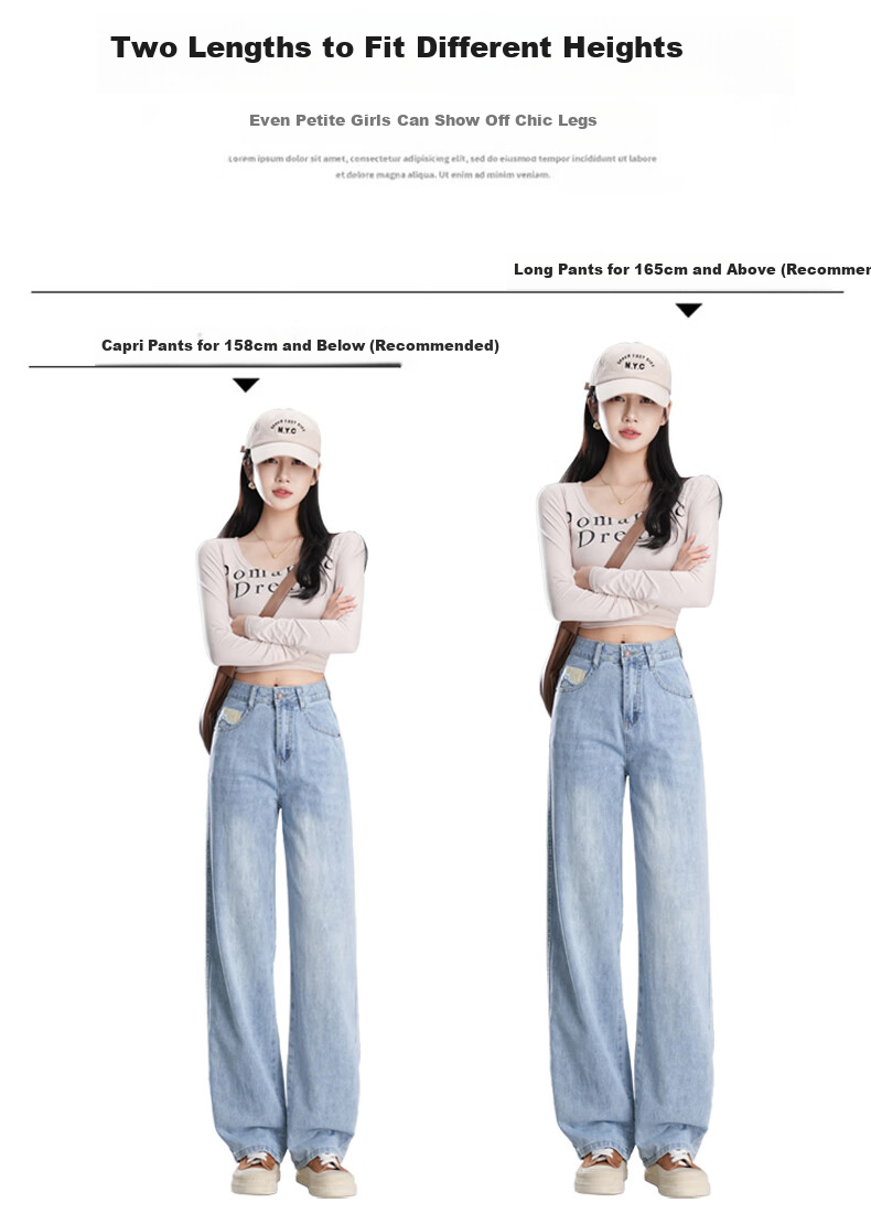 Pierre Cardin Women's Jeans, Autumn High-Waist Draping Floor-Length Casual Fashion Versatile Straight Loose Wide-Leg Pants, Light Blue, XL 22