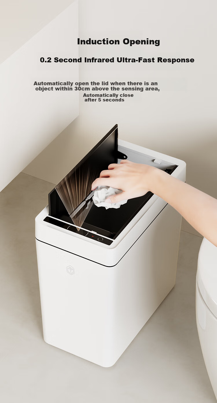 JD Original Double-Door Narrow Gap Automatic Bagging Smart Trash Can 10L Sensor for Home Bathroom Living Room Bedroom 4