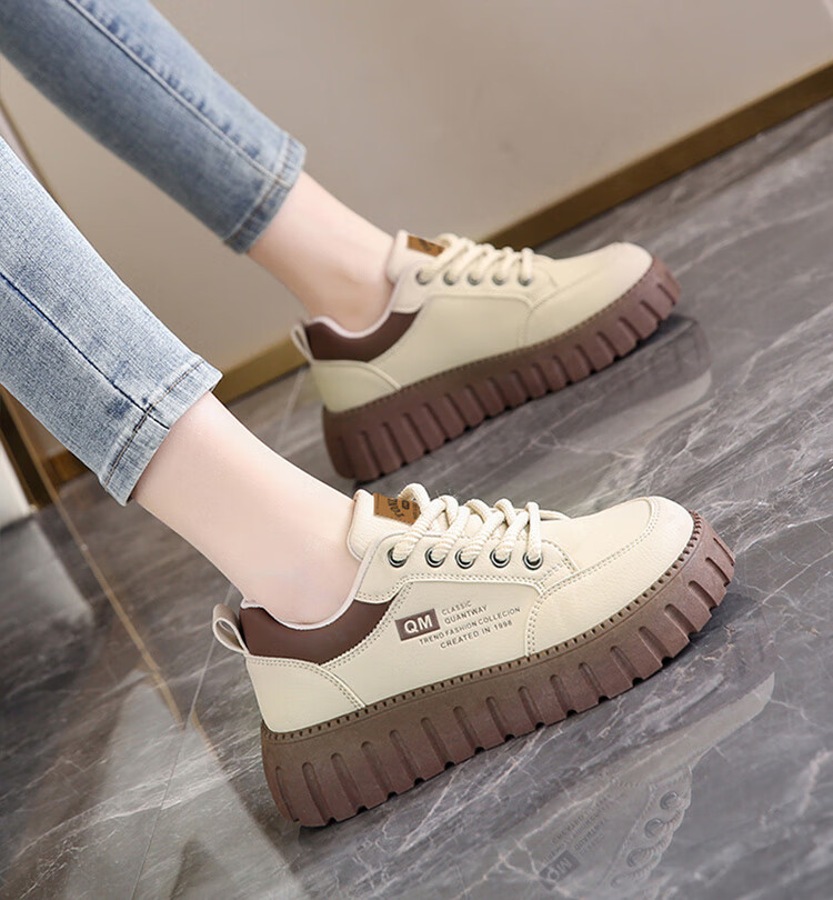 TonLion Women's Shoes, Summer 2026 Thick-Soled Sneakers, Versatile Sports Casual Shoes for Women, Khaki, Size 38 11