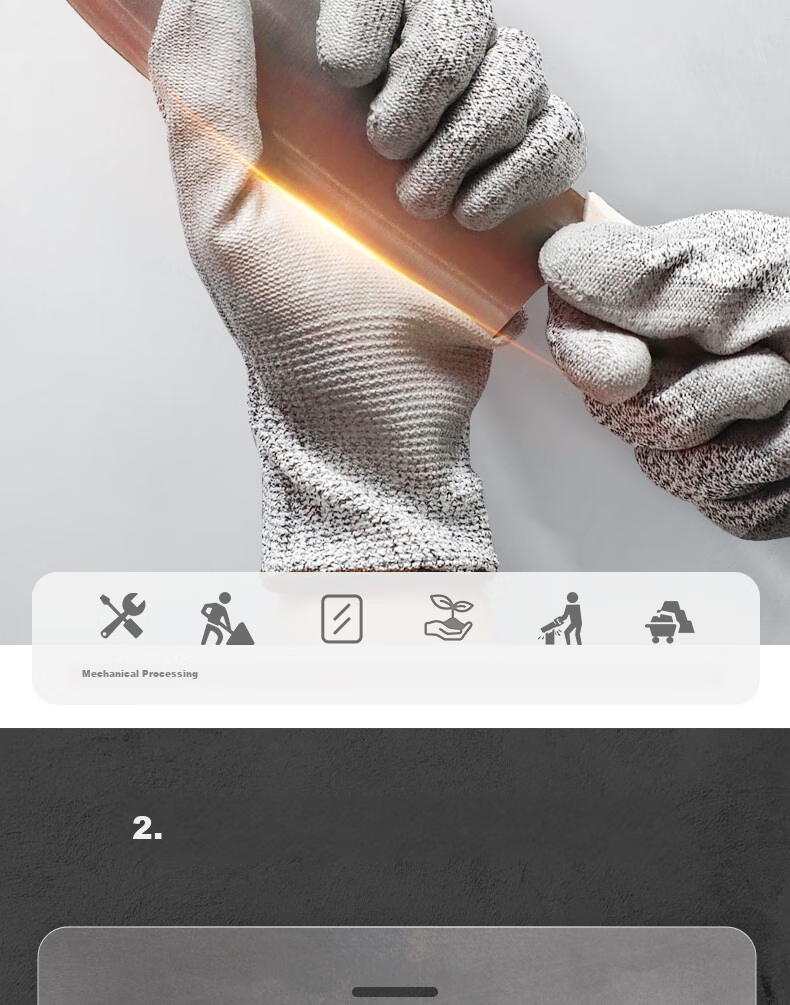 Huixiang JINGDONG Industrial Own Brand Cut-Resistant PU Palm Coated Gloves 150801 (Level 5) Size 9 3 Pairs/pack HPPE Thickened Dense Flexible Wear-Resistant Hand-Fitting EU CE Certified 1