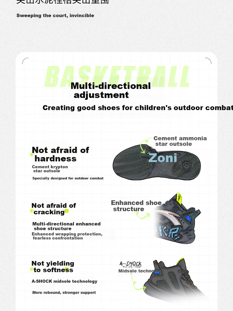 ANTA Children's Sports Shoes for Boys, Spring Wear-Resistant Practical Basketball Shoes with Cement Star Design A12511101 20