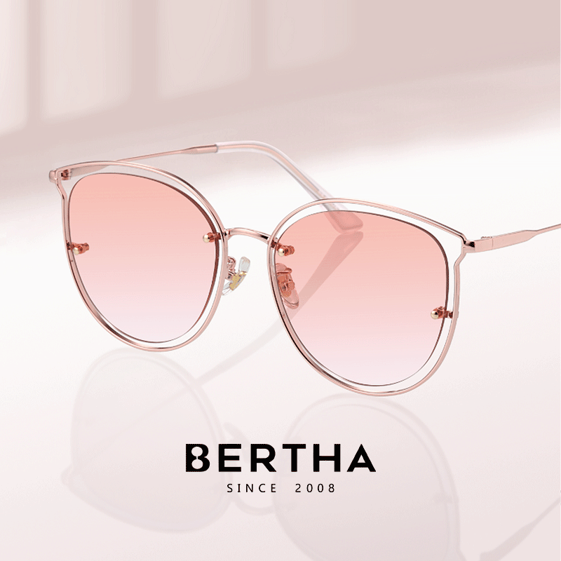 Bertha Pink Sunglasses for Women with Blush Gradient Cat Eye Sunglasses, Fashionable Face-Slimming UV Protection for Beach And Back-To