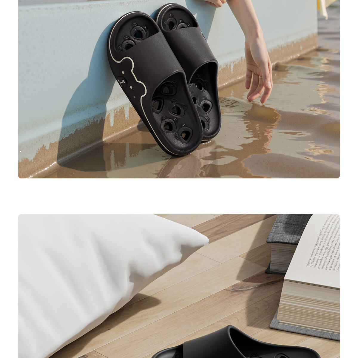 XGGC Bathroom Slippers for Men, Indoor Home Shower Non-Slip Water-Draining Hollow Cute Couple Sandals, Navy Blue, Size 40-41 13