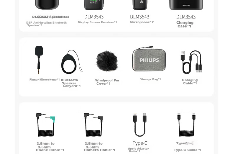 PHILIPS Clip-on Mini Wireless Amplifier Teacher Microphone Bluetooth Speaker 3552G1 Long Battery Life 23