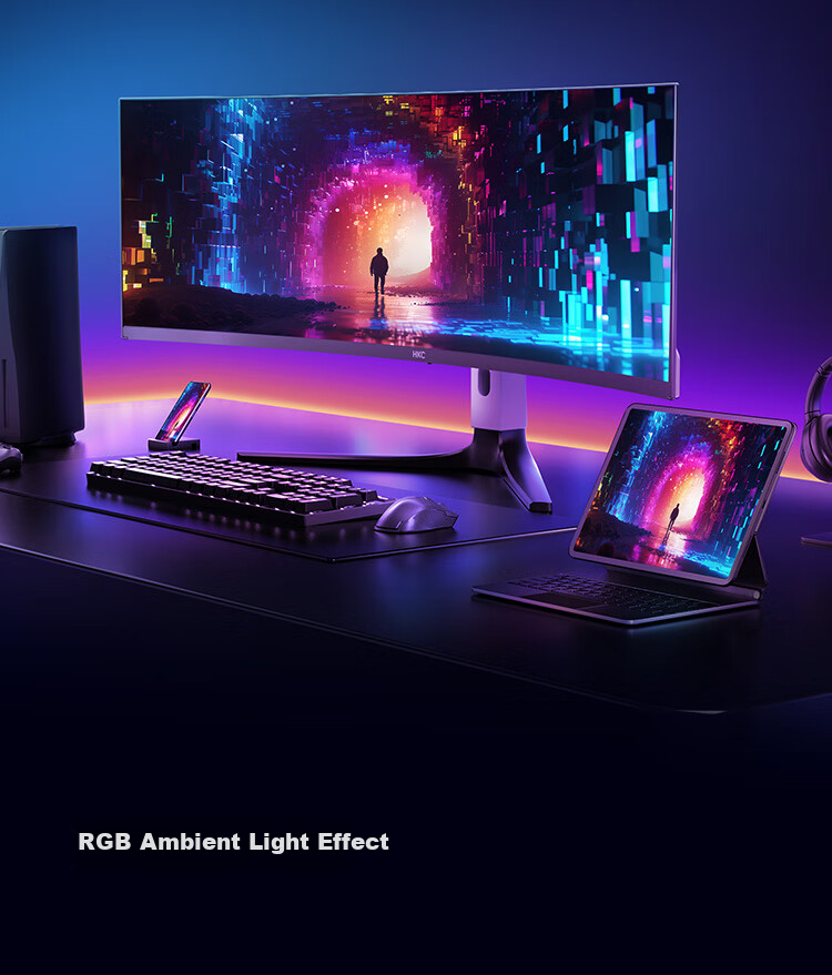 HKC 49-Inch QD-OLED Curved 5K, 240Hz Ultra-Wide Gaming Screen, HDR400, Hardware Low Blue Light, 10bit, E-Sports Type-C 90W, Rotatable And Height-Adjustable Monitor GS49UK 21
