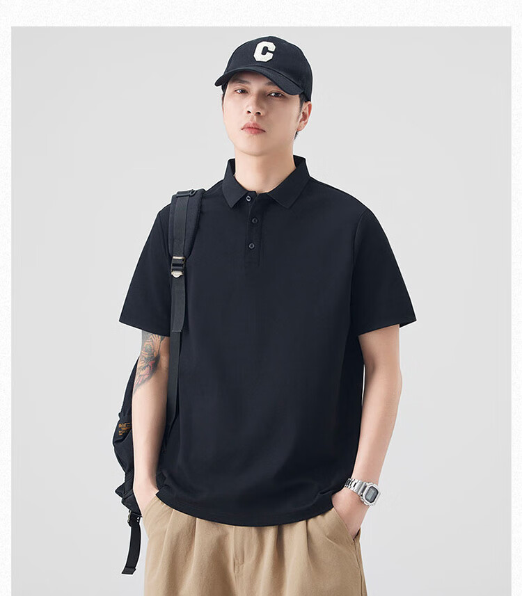Dingfengbaoluo American Heavyweight Polo Shirt for Men, Spring And Summer Collared Comfortable Breathable Short-Sleeve T-Shirt QZ20 White 4XL 12