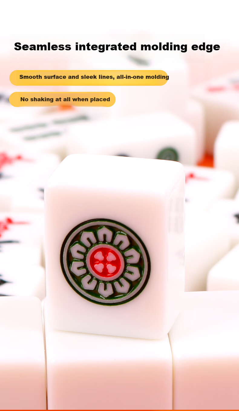 Zihu Mahjong Tiles for Home Use, Hand-Rubbed Mahjong Set, Premium Grade, Portable Storage Mahjong, 42mm White Jade Color, 144 Pieces 4