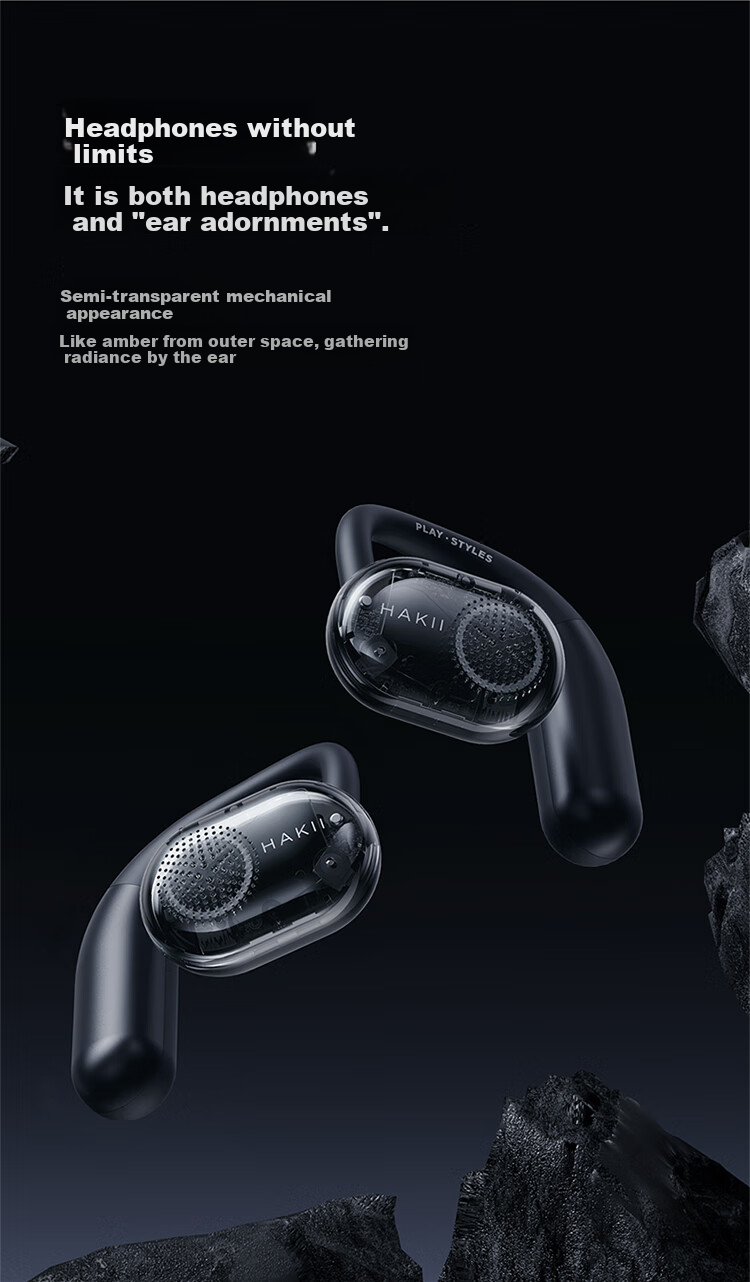 Hakii CPODS Haokexingper Open-Ear Bluetooth Wireless Earphones, Ear-Hook Air Conduction Sports Running Cycling Bone Conduction Headphones Compatible with Huawei Vivo Apple Phones 2