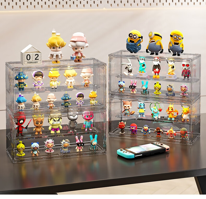 Anerya Action Figure Storage Box, Desktop Blind Box Display Stand, Magnetic Suction, Fully Transparent Model 13