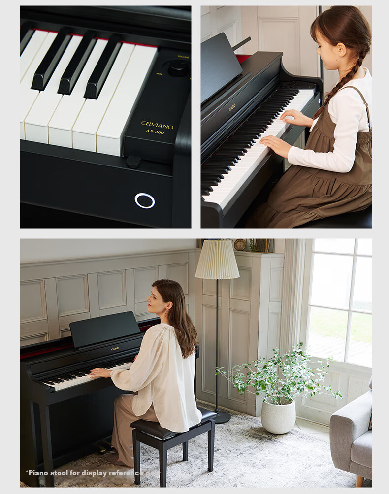 Casio Digital Piano AP300, Black Intelligent 88-Key Weighted Hammer Professional Upright Digital Piano Set 18