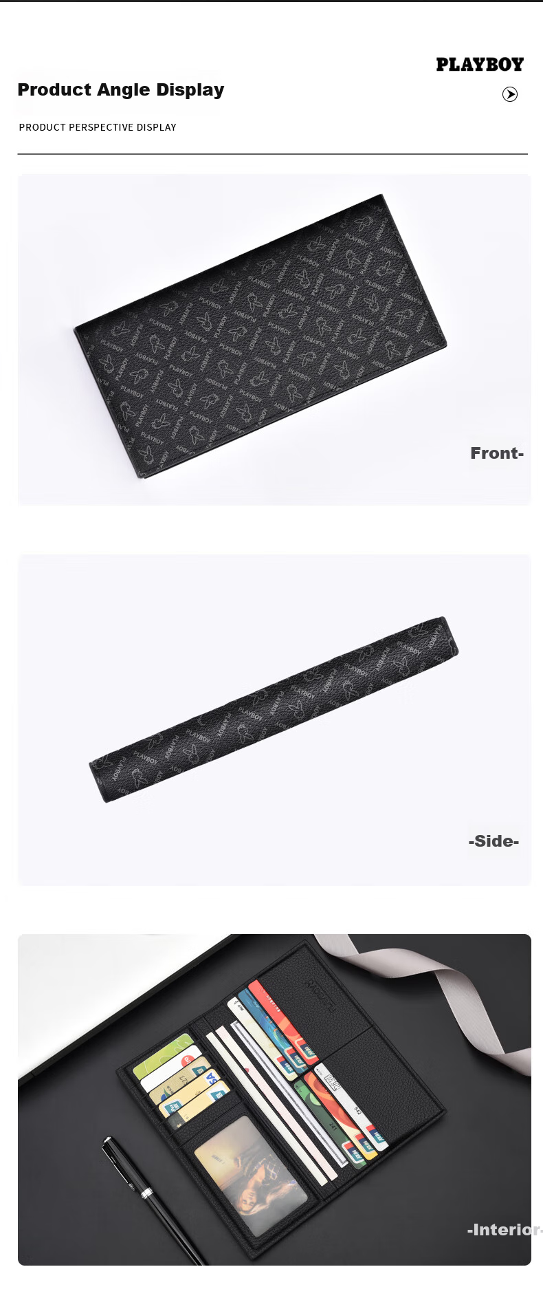 PLAYBOY Wallet, Men's Long Multi-Card Slots Fashionable ID Document Holder, Lightweight Multifunctional Purse for Students, Birthday Gift 6