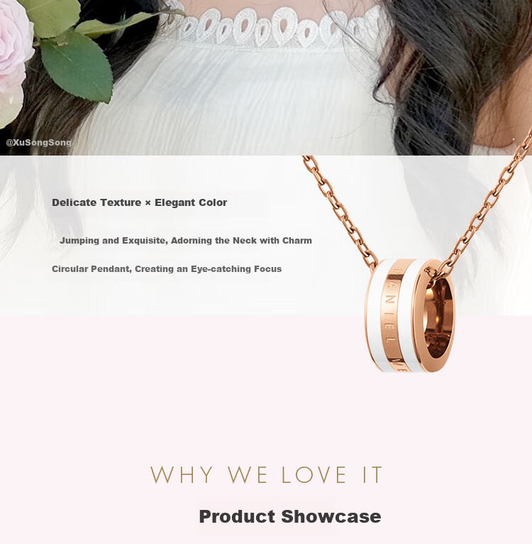 DanielWellington [Same As Ma Sichun], DW Necklace for Women, Satin White Rose Gold Collarbone Chain, DW153 Birthday Gift 3