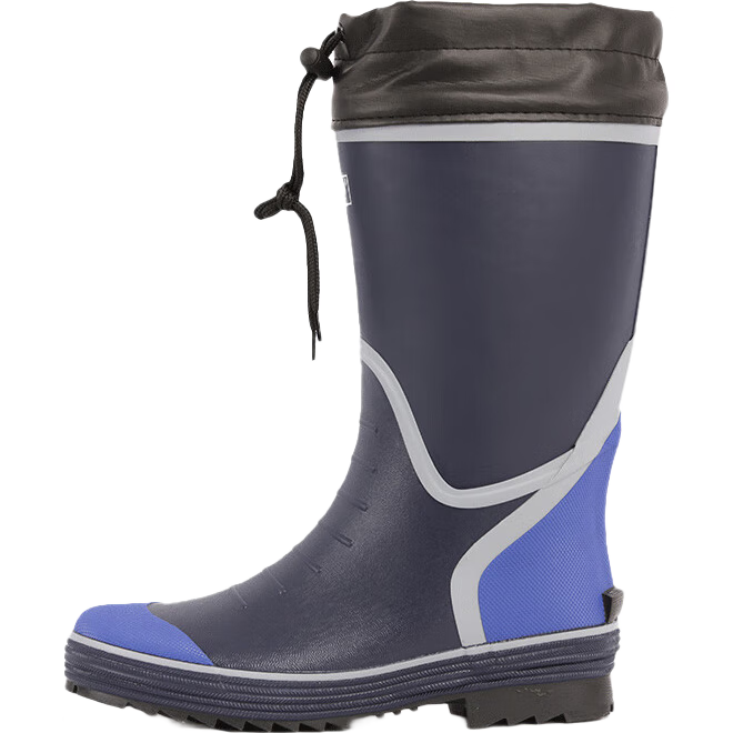 Jolly Walk Waterproof Rain Boots for Men, Fashionable Non-Slip Tall Fishing Rubber Water Shoes JW327 Navy Blue White Size 41
