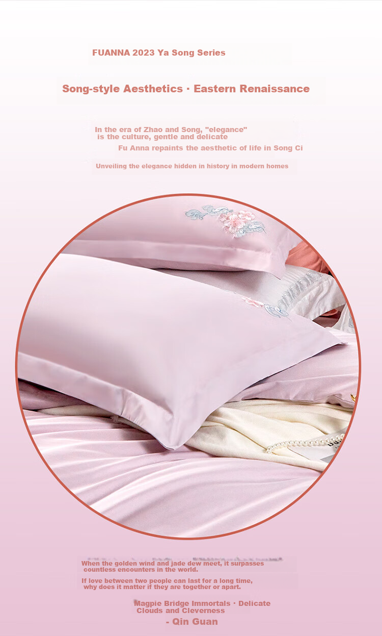 FUANNA Pure Cotton Bedding Set of Four Pieces, 100s Long-Staple Cotton Set Class A Bed Sheet Duvet Cover, Single/double Size 203*229cm 3