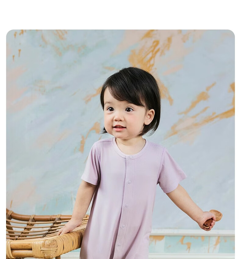 Niduoxiong Summer Baby Romper, Infant Clothing, Summer Outfit, Crawling Suit, Newborn Home Wear, Short-Sleeve Ice Silk 19
