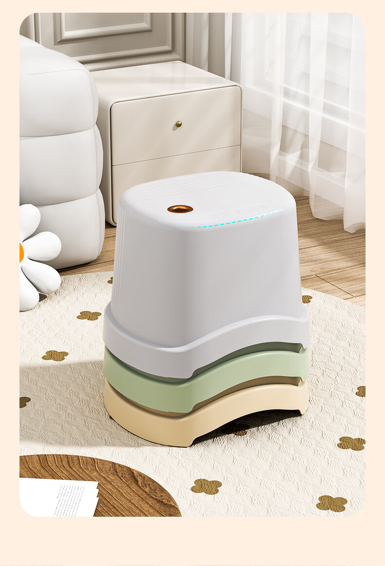 Baicaoyuan Small Plastic Stool, Thickened Children's Non-Slip Bath Stool, Living Room And Bathroom Low Stool for Home Use 4