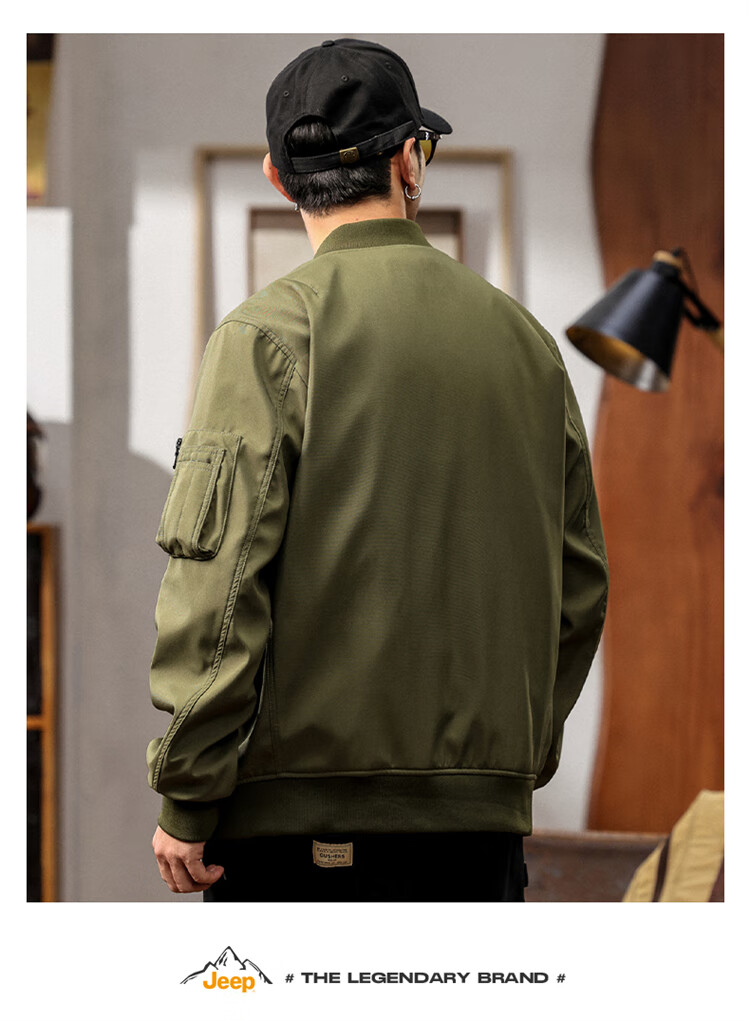 JEEP Men's Executive Jacket, Spring And Autumn Loose-Fitting Workwear Casual Clothing for Men, Army Green, L 7